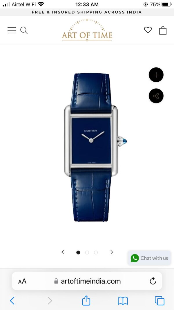 Cartier Tank Must Japanese Premium Medium  Silver Blue Unisex Watch - Image 2