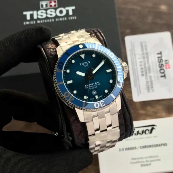 Tissot Seastar Poweromatic 80 Silver Blue Dial Automatic Authentic Quality Mens Watch