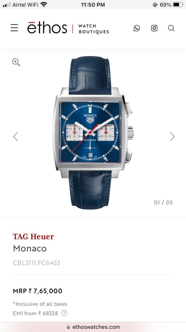 Tag Heuer Monaco Limited Edition Blue Japanese Mens Watch - Image 3