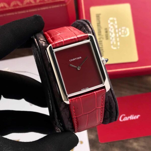 Cartier Tank Must Japanese Large Silver Red Unisex  Watch