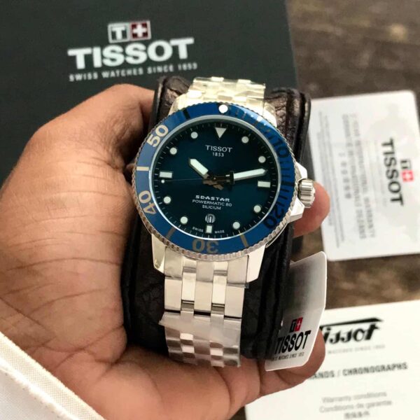 Tissot Seastar Poweromatic 80 Silver Blue Dial Automatic Authentic Quality Mens Watch - Image 3