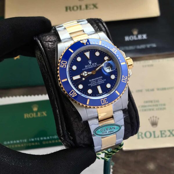 Rolex Submariner Two Tone Blue Dial Swiss ETA Automatic Men’s Watch