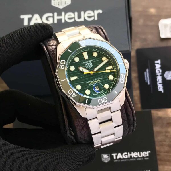 Tag Heuer Aquaracer Silver Green Dial Japanese Automatic Men’s Watch - Image 6