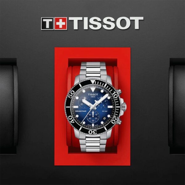 Tissot Seastar 1000 Chronograph’s Silver Blue Dial Authentic Watch For Men’s - Image 5