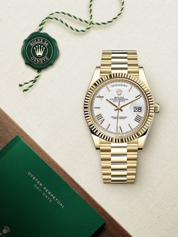 Rolex Day Date 40 Gold Tone White Dial Swiss ETA Automatic Mens Watch - Image 2