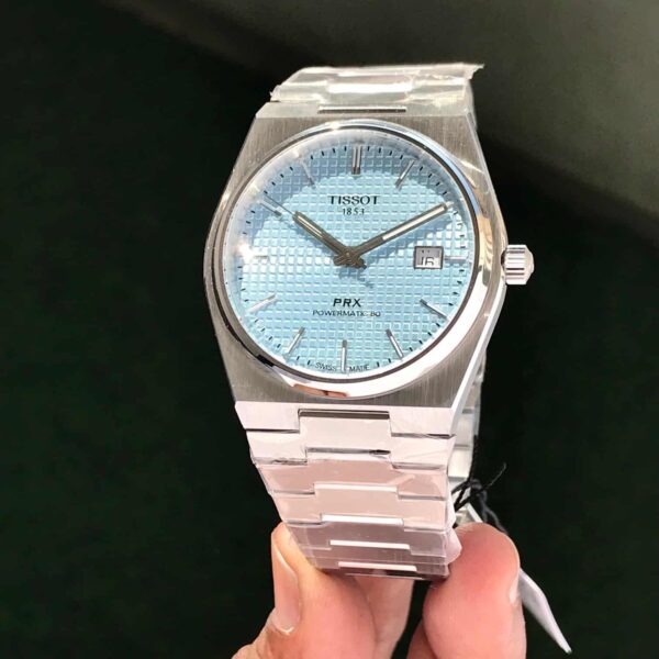 Tissot PRX Poweromatic Steel Ice Blue Tiffany Edition 100% Authentic Mens Watch - Image 3