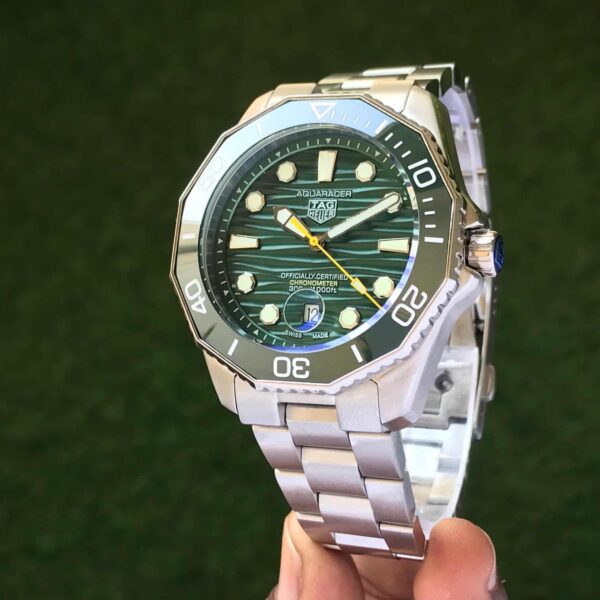 Tag Heuer Aquaracer Silver Green Dial Japanese Automatic Men’s Watch - Image 5