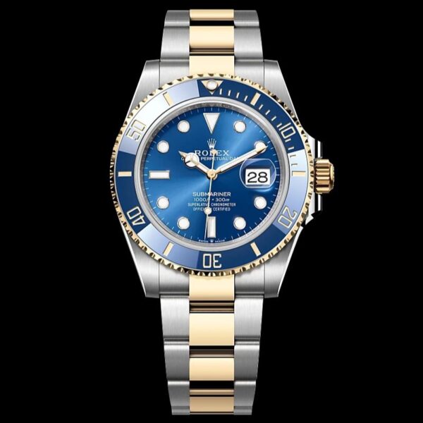 Rolex Submariner Two Tone Blue Dial Swiss ETA Automatic Men’s Watch - Image 2