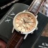 Emporio Armani AR2433 Chronograph Beige & Brown Leather Strap Mens Watch - Image 3