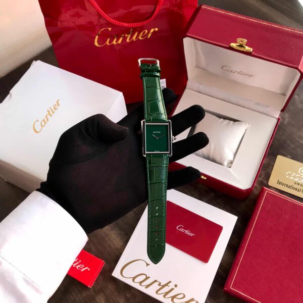 Cartier Tank Must Japanese Premium Medium  Silver Green Unisex Watch - Image 12