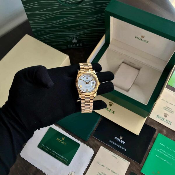 Rolex Day Date 40 Gold Tone White Dial Swiss ETA Automatic Mens Watch - Image 8