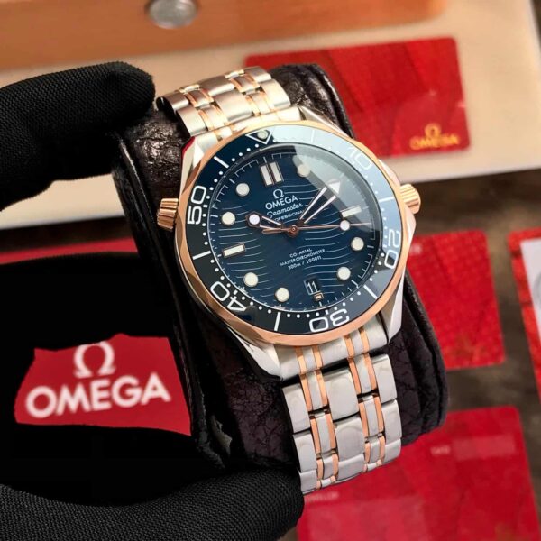 Omega Seamaster Two Tone Blue Dial With Extra Swiss ETA Belt Automatic Mens Watch