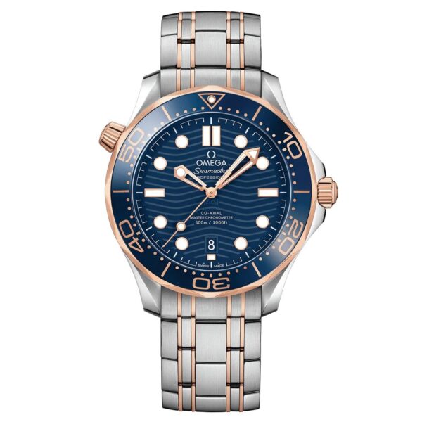 Omega Seamaster Two Tone Blue Dial With Extra Swiss ETA Belt Automatic Mens Watch - Image 2