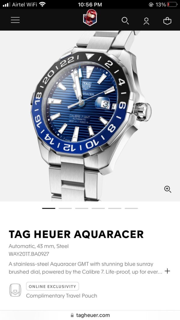 Tag Heuer Aquaracer GMT Calibre 7 Automatic Mens Watch - Image 2