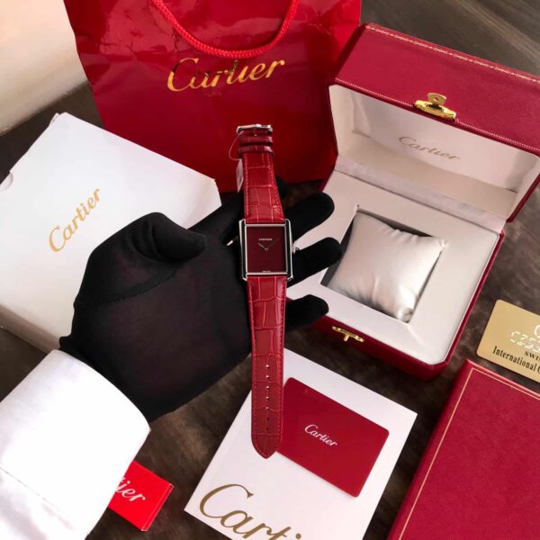 Cartier Tank Must Japanese Large Silver Red Unisex  Watch - Image 6