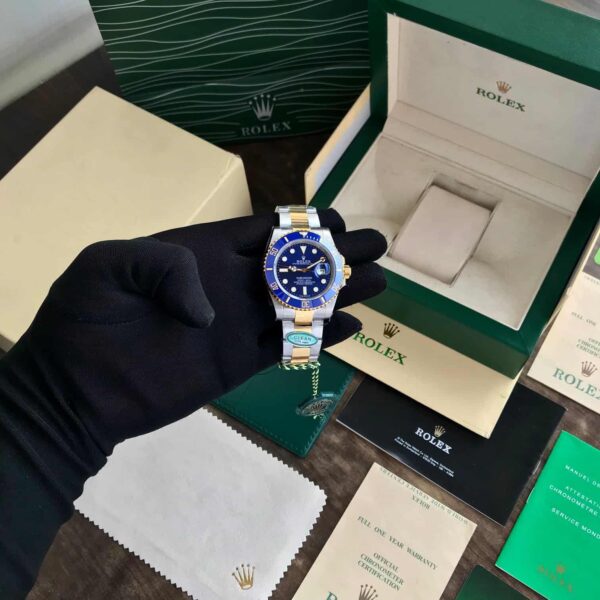 Rolex Submariner Two Tone Blue Dial Swiss ETA Automatic Men’s Watch - Image 9