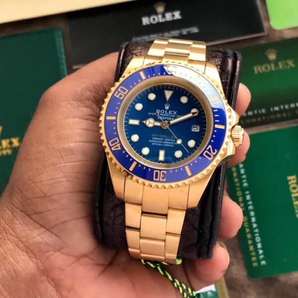 Rolex Deepsea Premiums 43 Gold Blue Dial Automatic Mens Watch