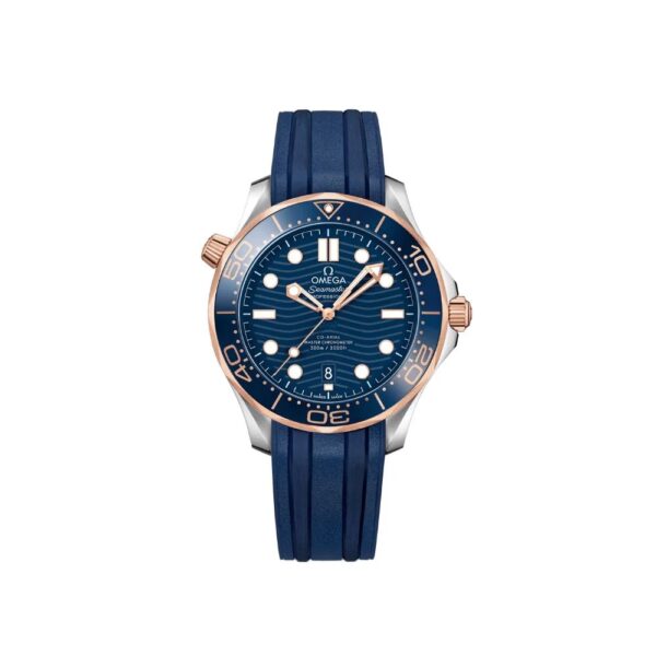 Omega Seamaster Two Tone Blue Dial With Extra Swiss ETA Belt Automatic Mens Watch - Image 3