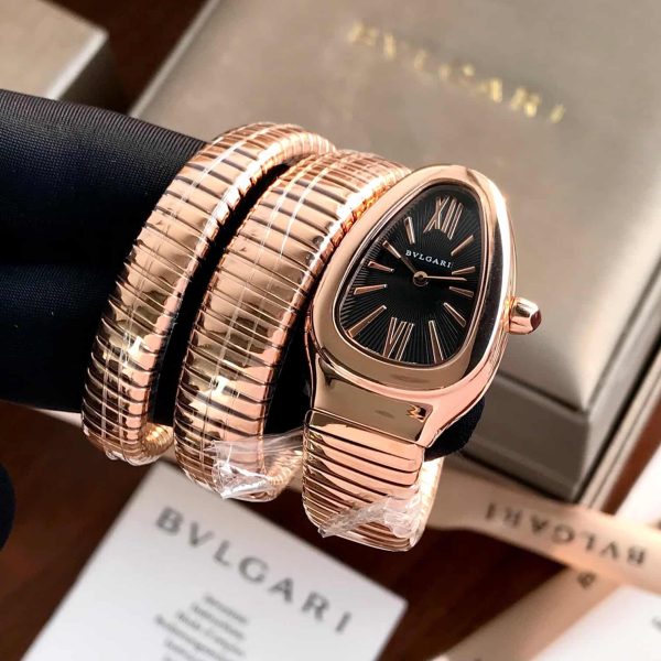 Bvlgari Serpenti Tubogas Rosegold Black Dial Japanese Womens Watch