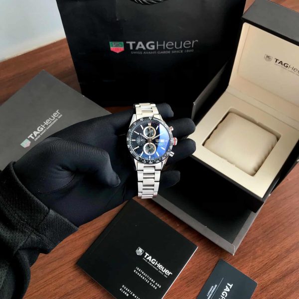 Tag Heuer Calibre 16 Silver Black Dial Japanese Quartz Chronograph’s Mens Watch - Image 10