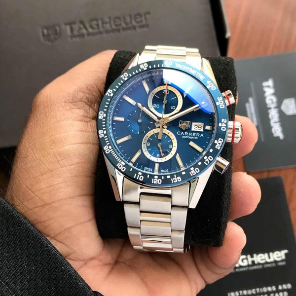 Tag Heuer Calibre 16 Silver Blue Dial Japanese Quartz Chronograph’s Mens Watch