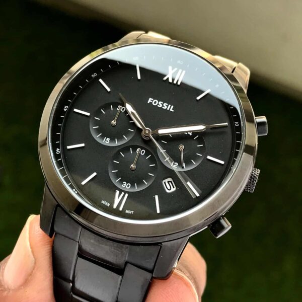 Fossil FS5474 Full Black Dial & Black Chronograph Mens Watch - Image 3