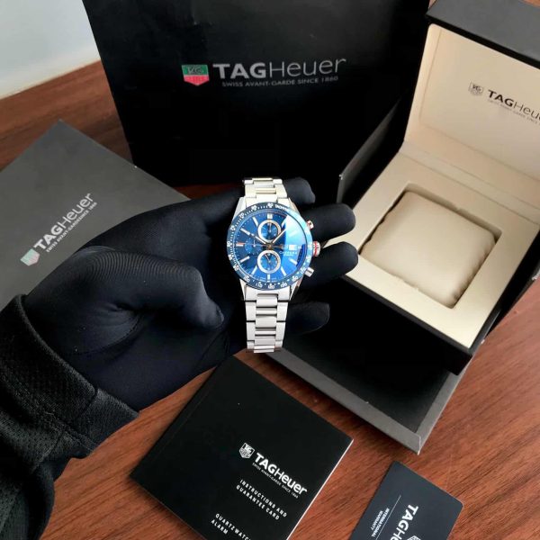 Tag Heuer Calibre 16 Silver Blue Dial Japanese Quartz Chronograph’s Mens Watch - Image 10