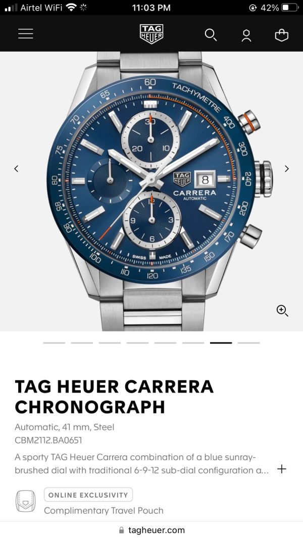 Tag Heuer Calibre 16 Silver Blue Dial Japanese Quartz Chronograph’s Mens Watch - Image 2