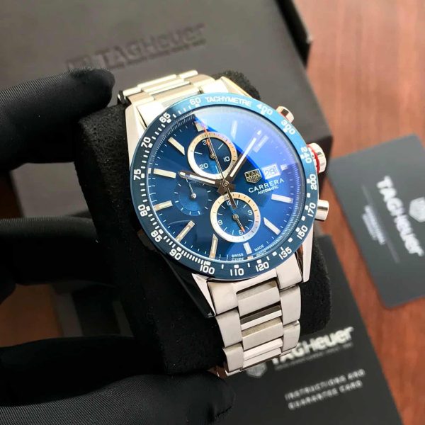 Tag Heuer Calibre 16 Silver Blue Dial Japanese Quartz Chronograph’s Mens Watch - Image 7