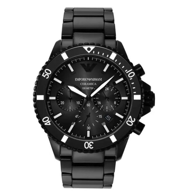 Emporio Armani AR70010 Black Ceramic Chronograph Watch For Mens - Image 2