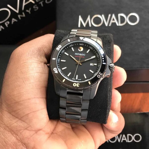 Movado 800 Series Black Dial Black PVD Japanese Men's Watch