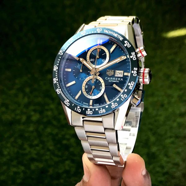 Tag Heuer Calibre 16 Silver Blue Dial Japanese Quartz Chronograph’s Mens Watch - Image 3