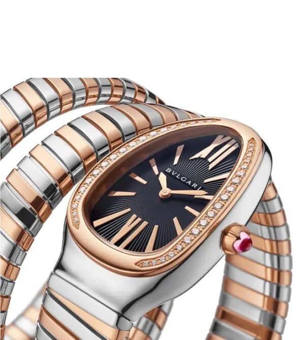 Bvlagri Rose-Gold Stainless Steel & Diamond Serpenti Tubogas Womens Watch - Image 3