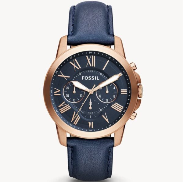 Fossil FS4835 Grant Chronograph Rosegold Blue Mens Watch - Image 2