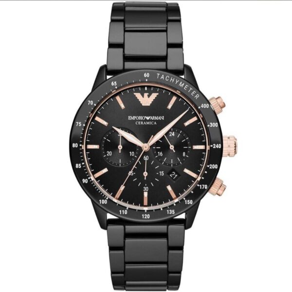 Emporio Armani AR70002 Full Black Ceramic Japanese Mens Watch - Image 2