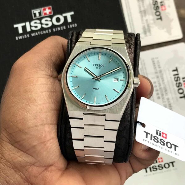 Tissot PRX Stainless Steel Tiffany Blue Dial Japanese Mens Watch