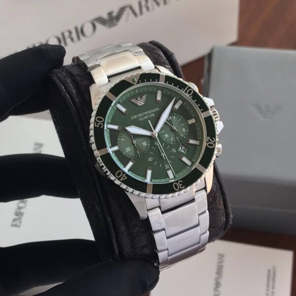 Emporio Armani AR11500 Stainless Steel Green Dial Chronograph Mens Watch