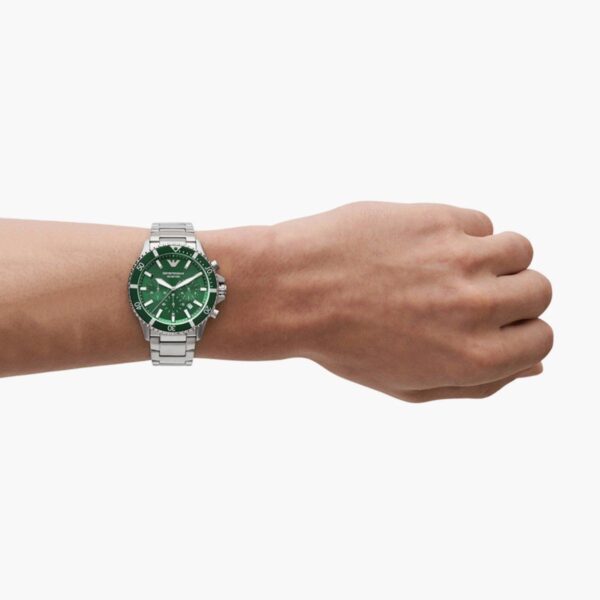 Emporio Armani AR11500 Stainless Steel Green Dial Chronograph Mens Watch - Image 5