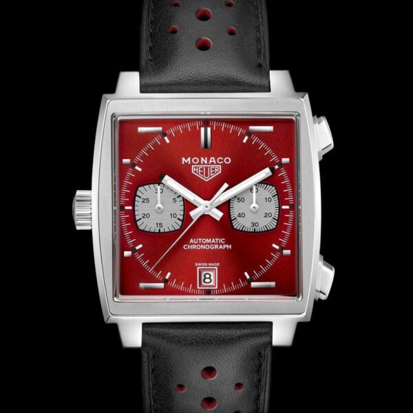 Tag Heuer Monaco Stainless Steel Red Dial Japanese Mens Watch - Image 3