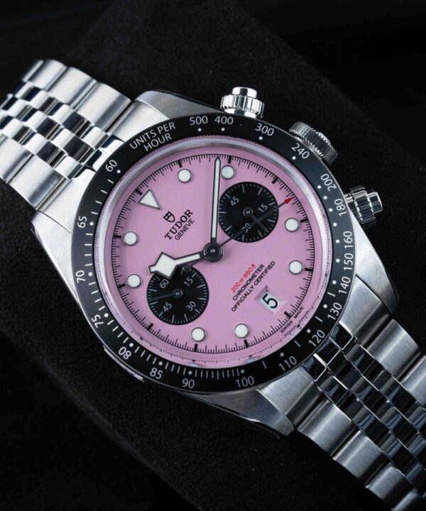 Tudor Black Bay Stainless Steel Pink Dial Jubil Chain Japanese Automatic Men’s Watch - Image 6