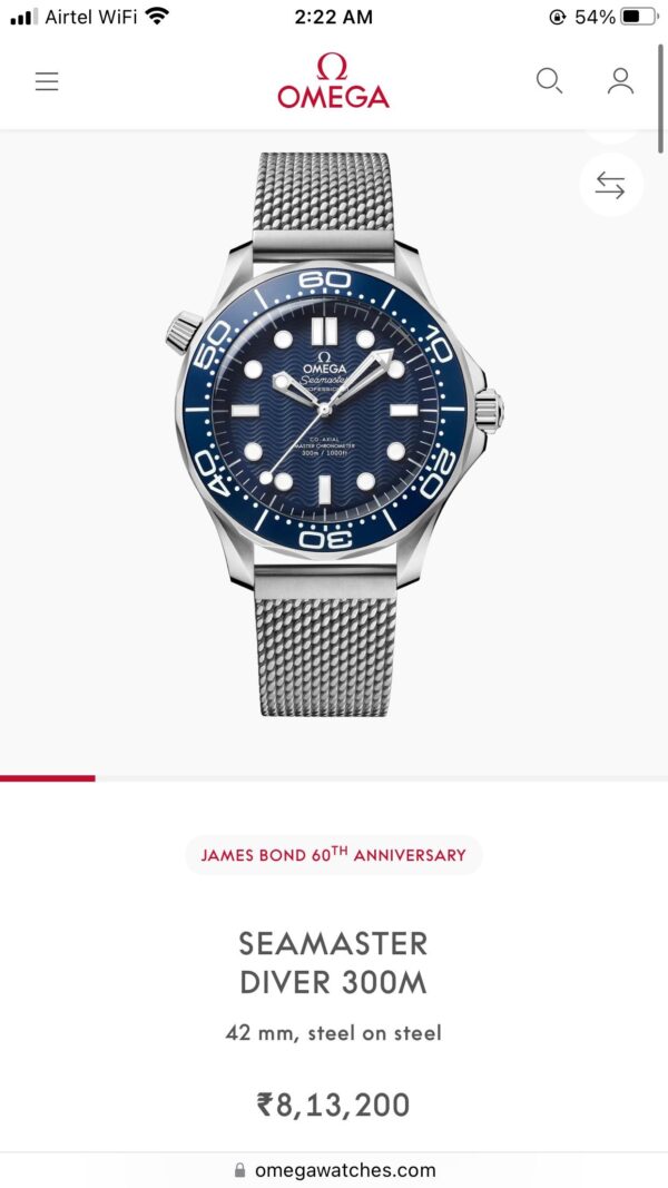 Omega Seamaster James Bond 60th Anniversary Limited Edition Automatic Men’s Watch - Image 2