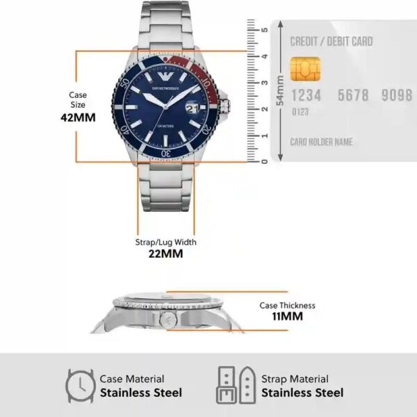 Emporio Armani AR11590 Diver GMT Blue Dial Men’s Automatic Quality Watch - Image 6
