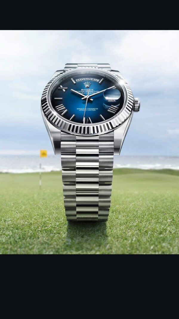 Rolex Day Date 41 Siver Blue Ambre Dial Swiss ETA Automatic Men’s Watch - Image 2