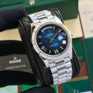 Rolex Day Date 41 Siver Blue Ambre Dial Swiss ETA Automatic Men’s Watch