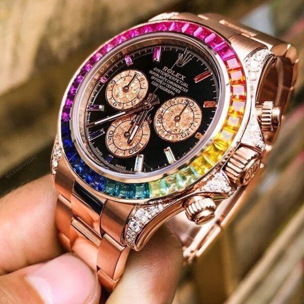 Rolex Cosmograph Daytona Rainbow Rosegold Swiss ETA Automatic Mens Watch - Image 9