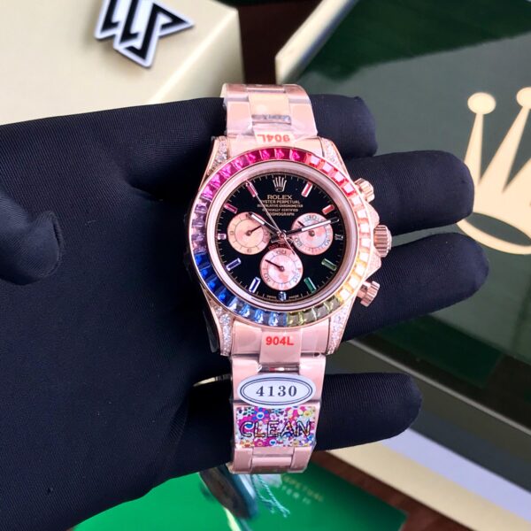 Rolex Cosmograph Daytona Rainbow Rosegold Swiss ETA Automatic Mens Watch - Image 11