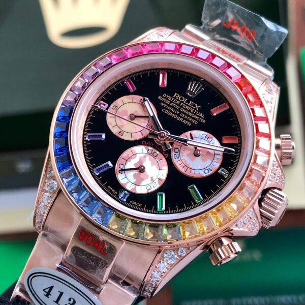 Rolex Cosmograph Daytona Rainbow Rosegold Swiss ETA Automatic Mens Watch - Image 7