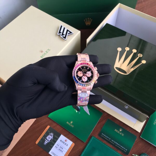 Rolex Cosmograph Daytona Rainbow Rosegold Swiss ETA Automatic Mens Watch - Image 17