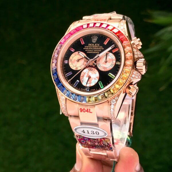 Rolex Cosmograph Daytona Rainbow Rosegold Swiss ETA Automatic Mens Watch - Image 2