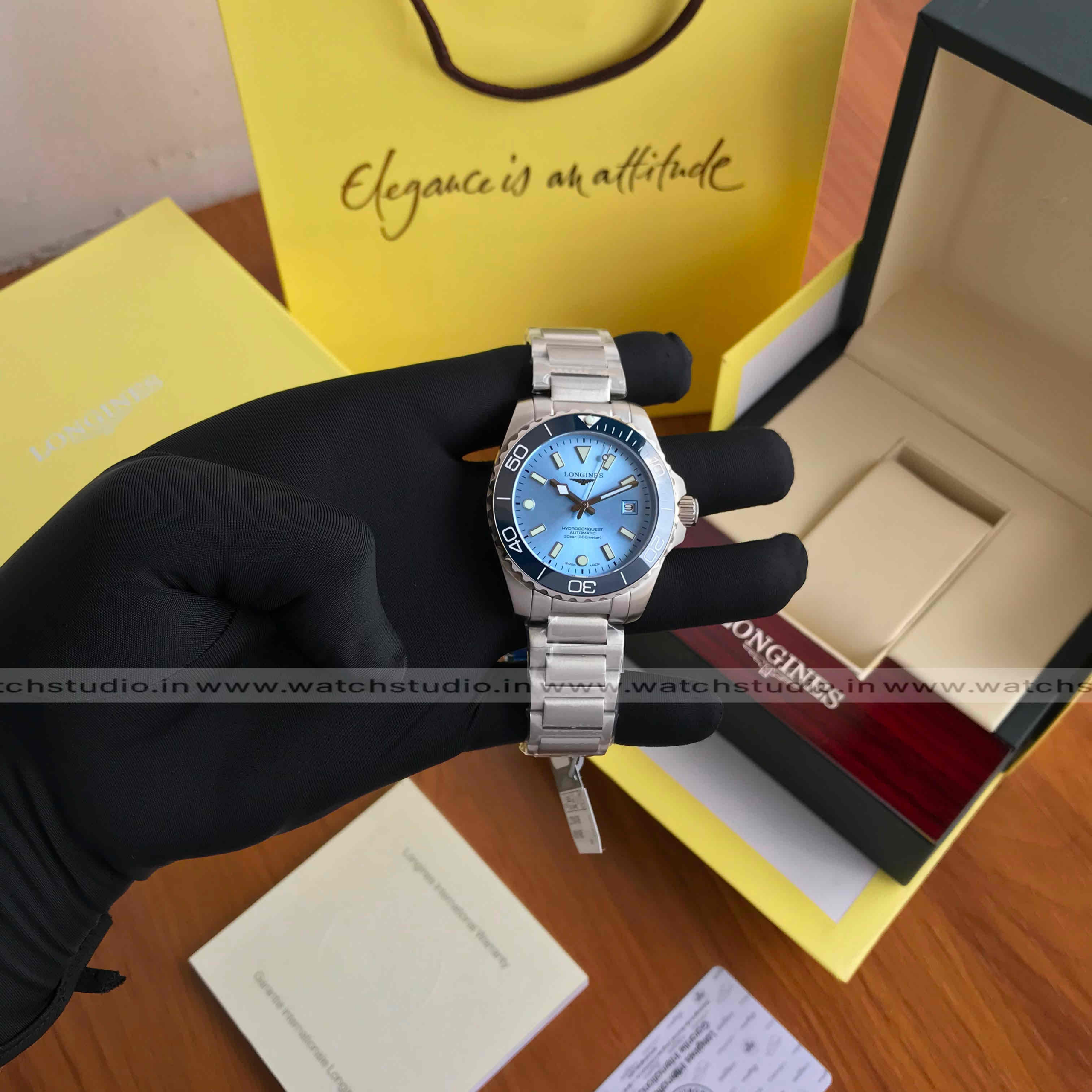 Longines HydroConquest Tiffany Blue Dial 40mm Automatic Men’s Watch - Image 4